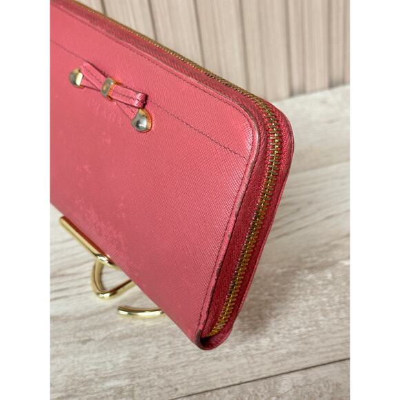 PRADA Saffiano Leather Zip Around Long Wallet in Dusty Pink - Picture 7 of 14
